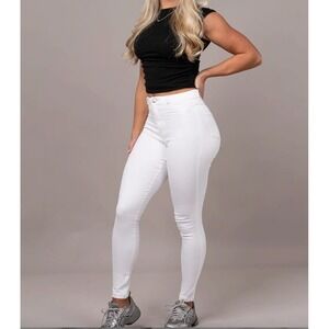 FitJeans Womens White High Waisted Skinny Jeans Size M Stretch Denim